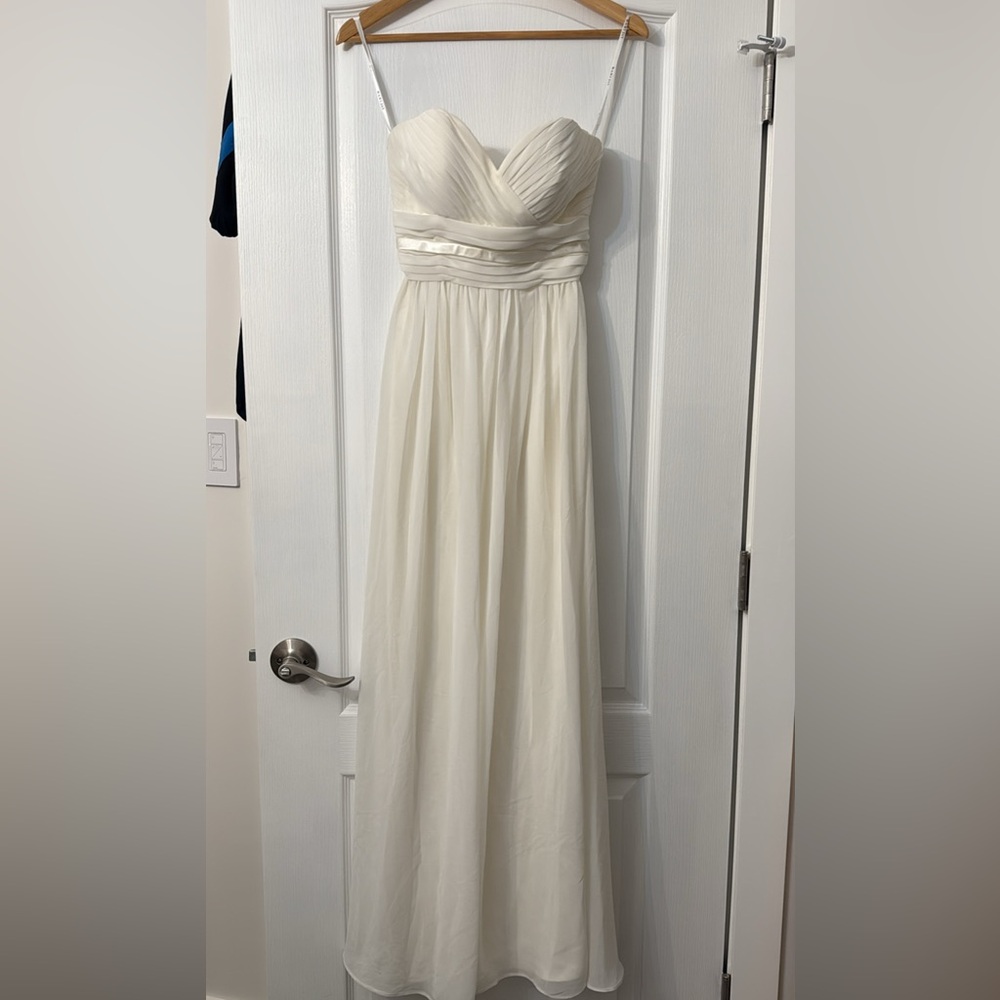 Bari Jay Cream Ruched Strapless Gown